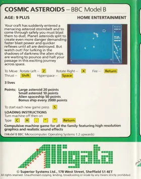 Cosmic Asteroids (1983)(Alligata)[ASTER] box cover back